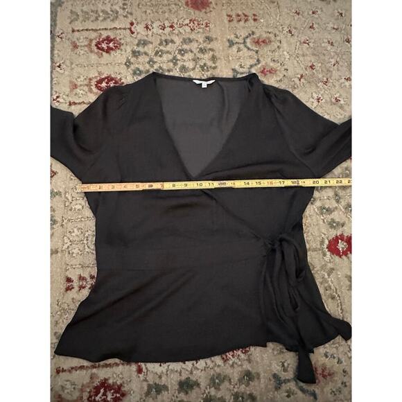 Naked Zebra Women's Black Long Sleeves V-Neckline Wrap Blouse Top Size Large - Picture 6 of 7